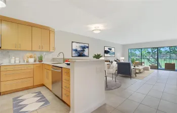 Kitchen to living to balcony VIRTUAL STAGING