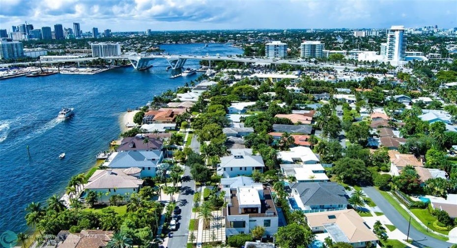 Aerial view looking North to Pier 66 and Southeast 17th Street Causeway.