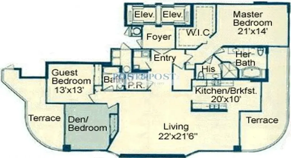 3rd bedroom is an open den