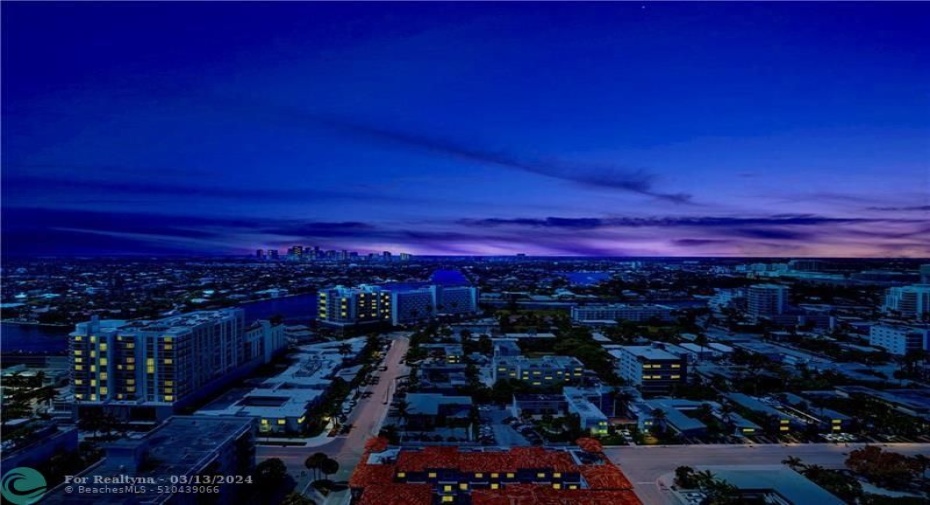 Night View from 180 degree balcony overlooking the city lights & Intracoastal