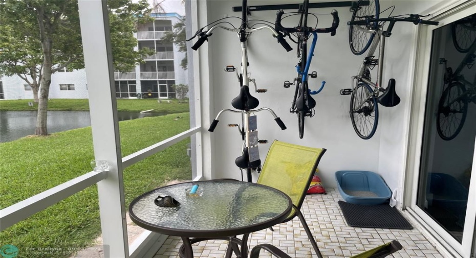 Bike racks on patio