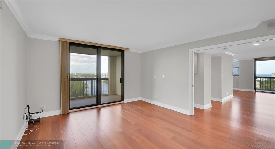 Third bedroom is being used as a den/office with balcony