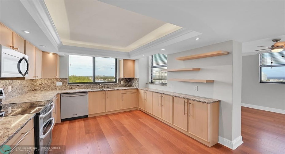 Recently renovated kitchen with 2 windows