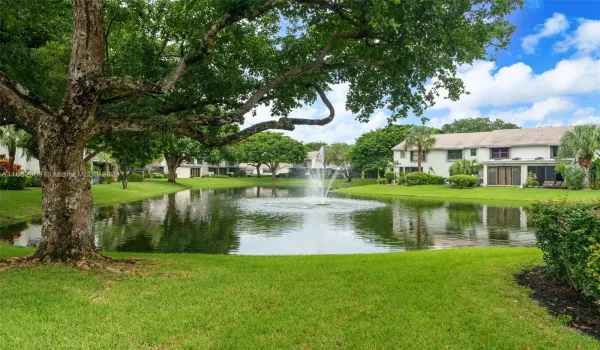 Lake view behind building