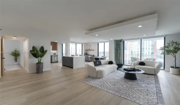 Ocean view living room with 2 balconies