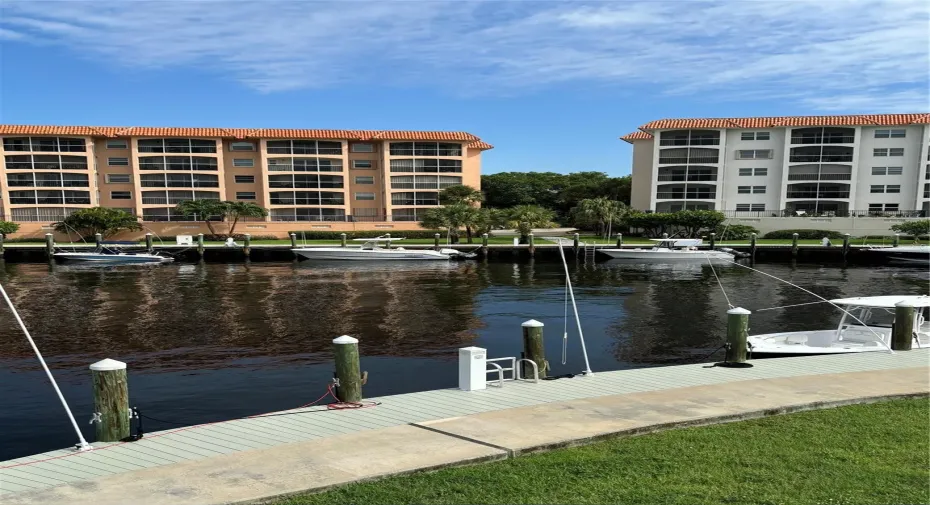 Water views of canal, intracoastal and dock