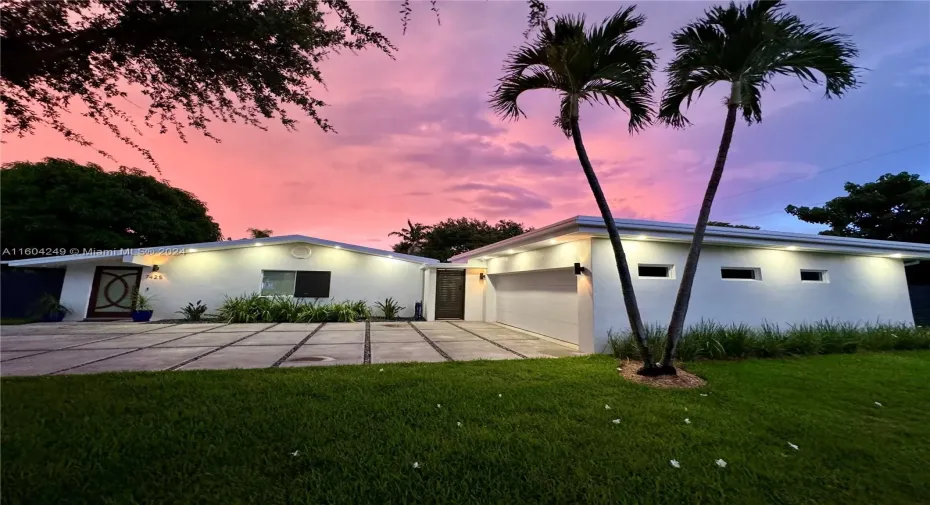 Front of house from street at dusk