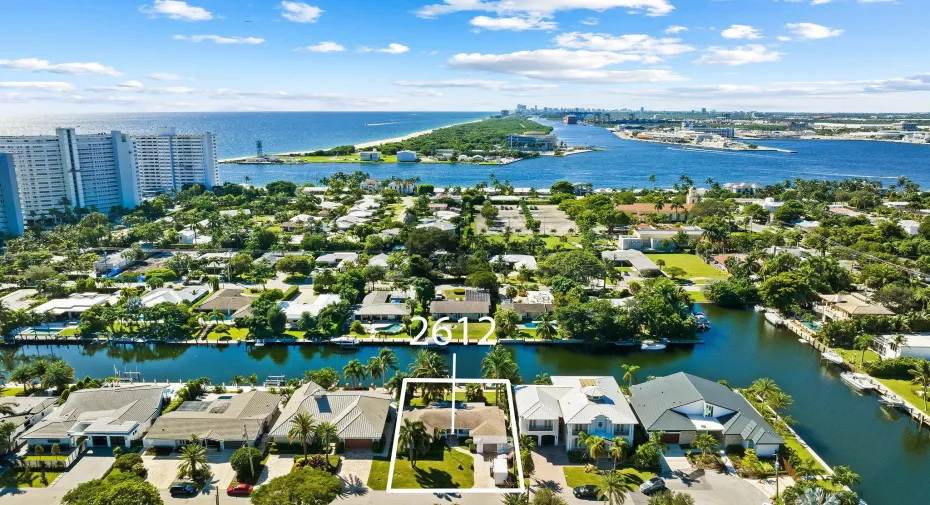 View Of The Home Identified By The Box & Inlet To The Atlantic Ocean