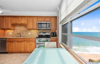 Kitchen with a ocean view