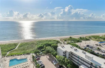 View from the balcony, including the new boardwalk to the beach