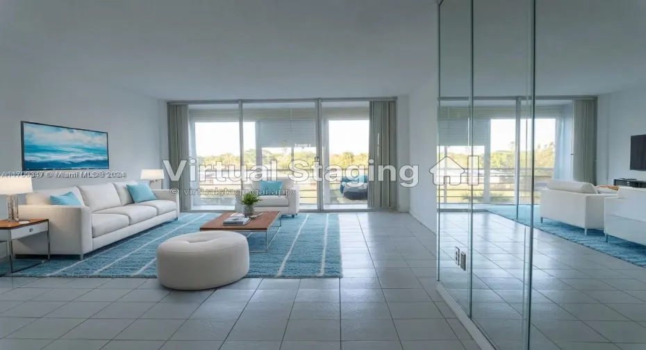 Virtual stating of living room over looking water view (See #8)