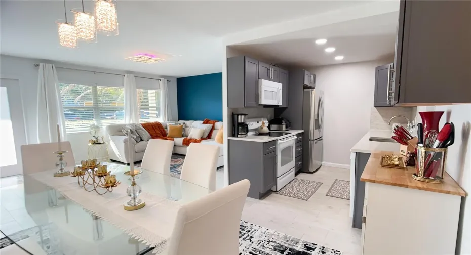 Beautifully Updated Open-Concept Living Room, Dining Room and Kitchen