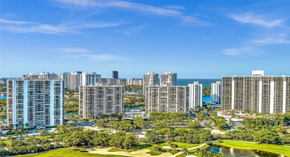 Golf and ocean aerial view