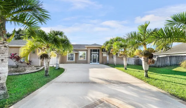 LONG DRIVEWAY WITH PALM TREES