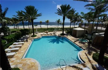 The Sea Club Pool.  Furnished Cabanas.