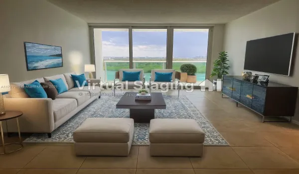 Virtually staged living room