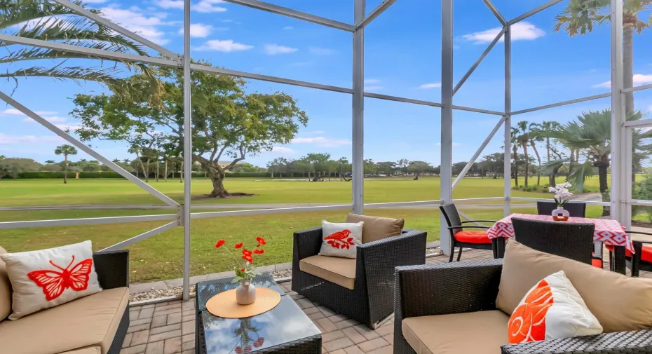 Golf view on screened porch