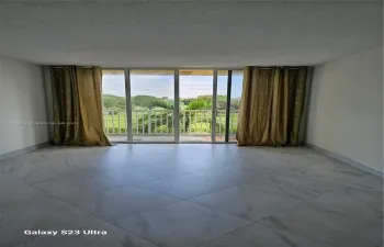 Living room with pass thru kitchen