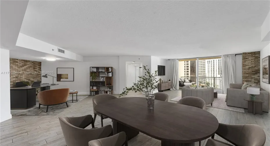 This spacious condo offers plenty of space for a living room, dining room, and office in addition to the two bedrooms