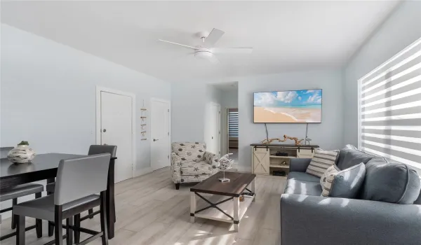 Living - Dining area
Wood floors/flat screen tv