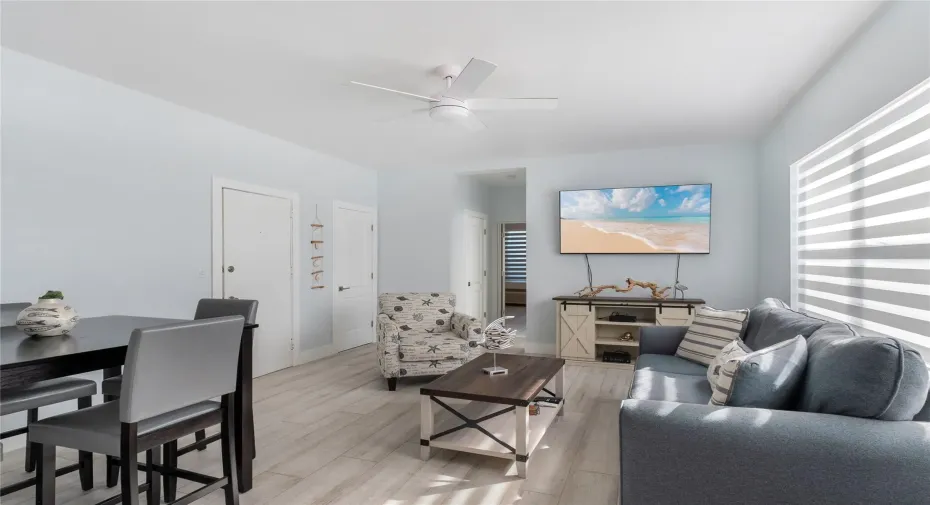 Living - Dining area
Wood floors/flat screen tv