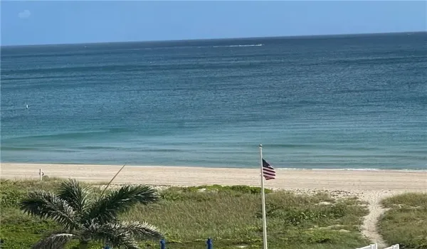 View of beach and ocean from balcony
