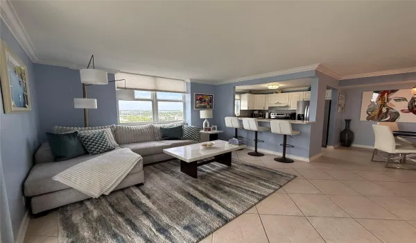Living room and open kitchen