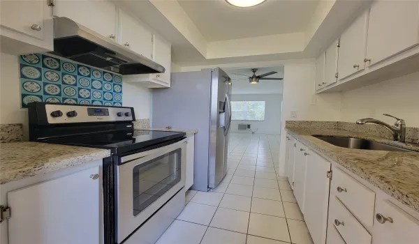 Stainless steel appliances and granite countertops