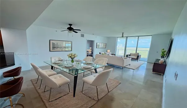 Virtually Staged Living and dining area