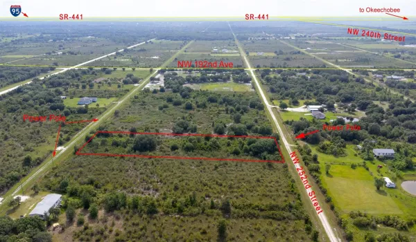 Boundaries for illustration purposes. Electrical poles just outside property.