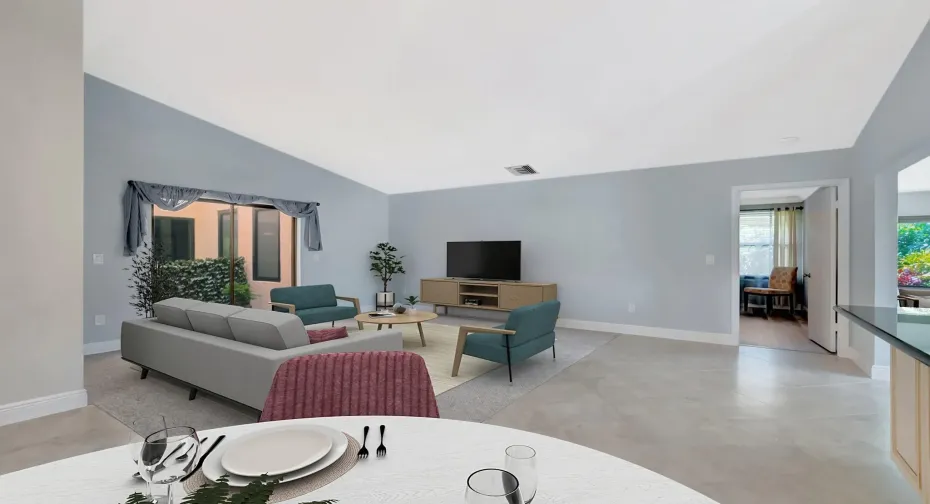 Sensational home with Oversized living areas with tile on the diagonal.